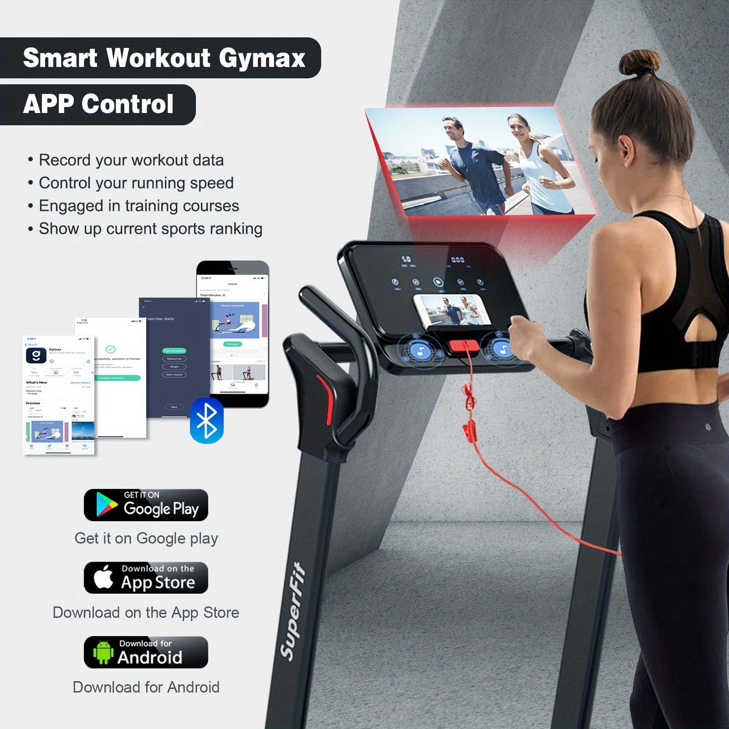 Folding Electric Treadmill 2.25HP - Black