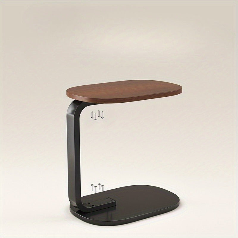 C-Shaped Side Table with Metal Frame