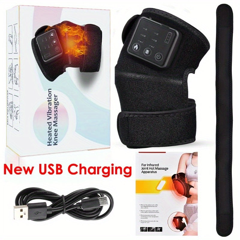 Electric Heating Knee Pad – Cordless Joint Hot Compress Massager(Black)