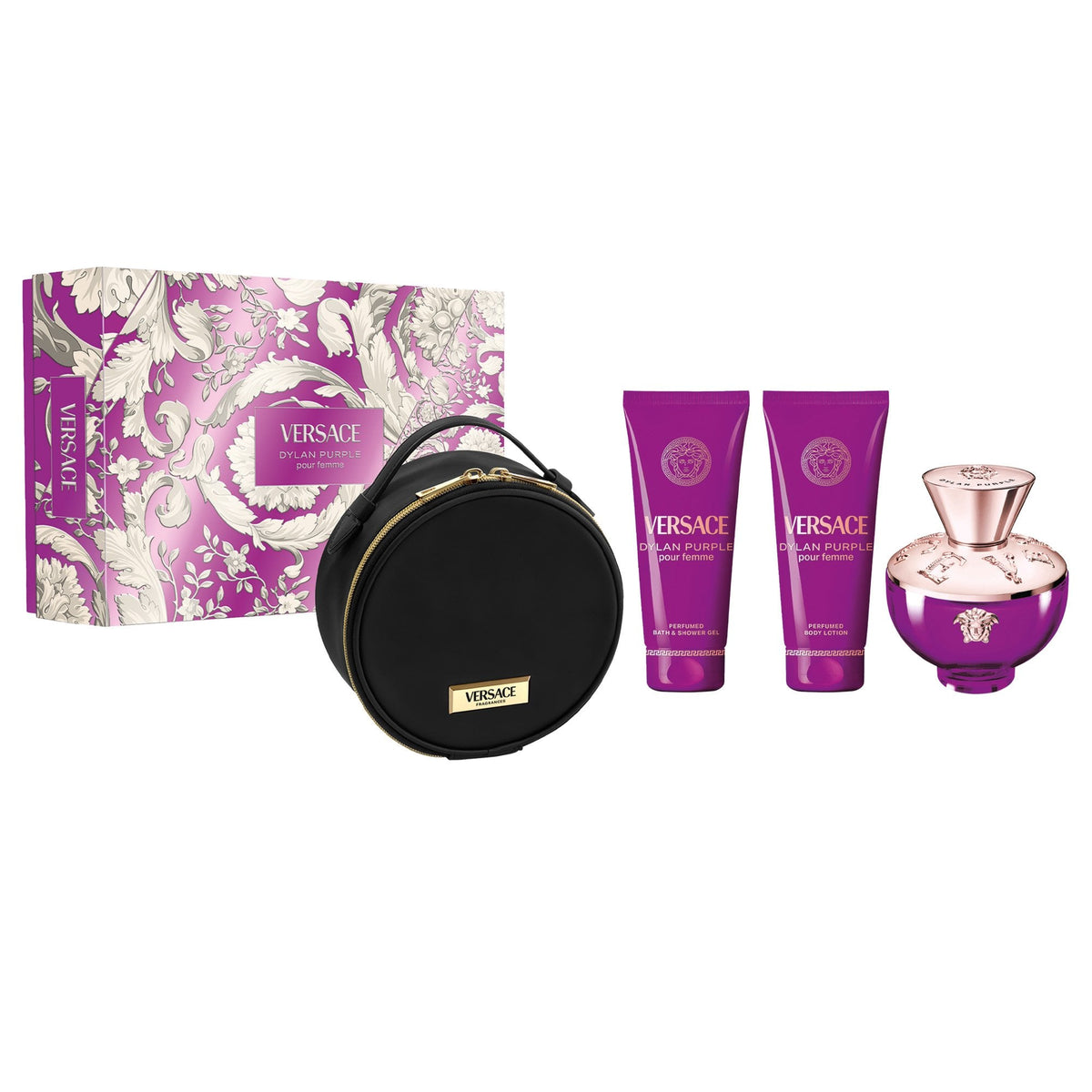 Versace Dylan Purple Eau De Parfum 100ml & Shower Gel 100ml & Body Lotion 100ml & Bag Gift Set