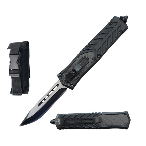 7" Drop Point Blade Everyday Carry Carbon Fiber OTF Knife - TOPHATTER'S ARMORY DEALS