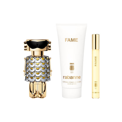 Rabanne Fame Eau De Parfum 50ml & Travel Spray 10ml & Body Lotion 100ml Gift Set