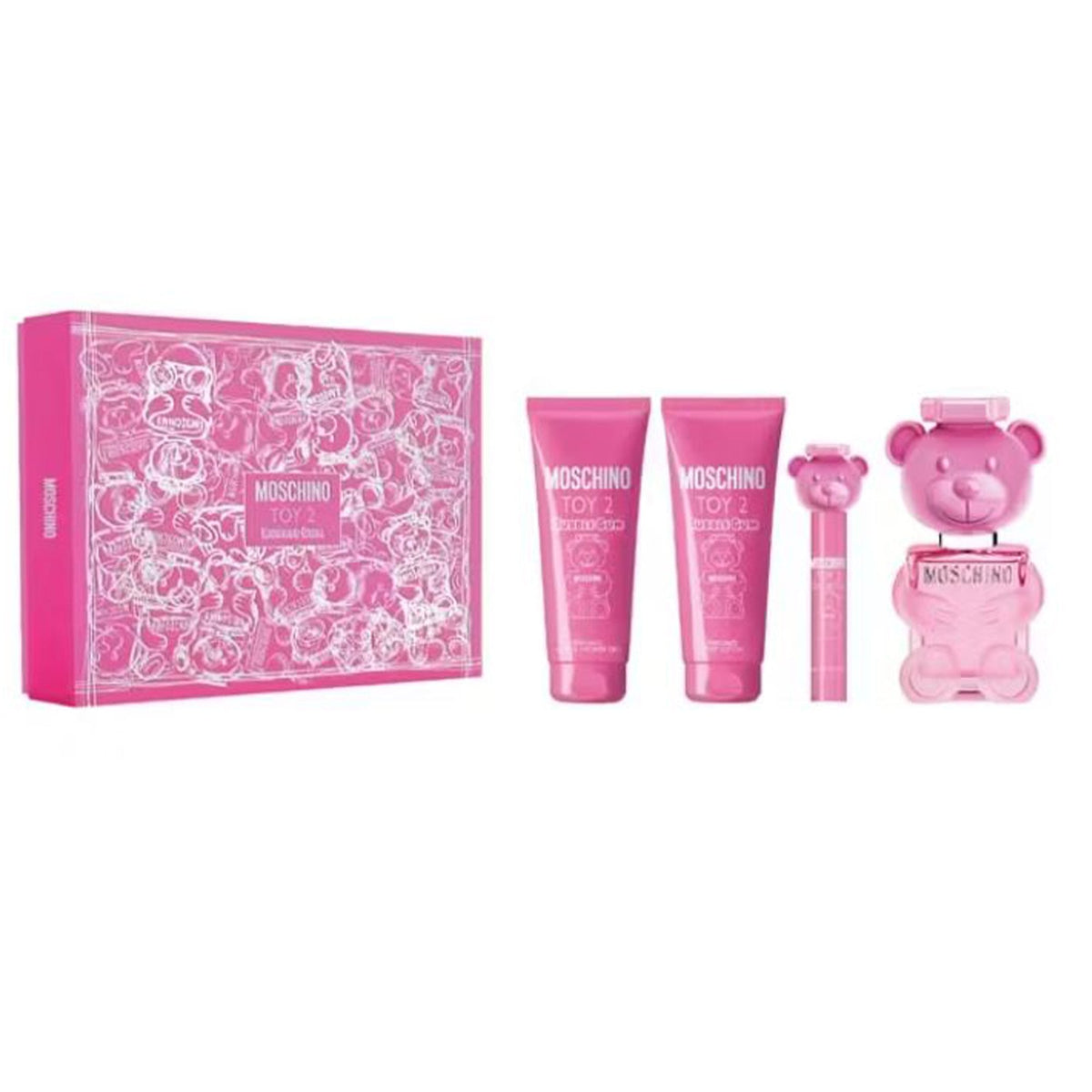 Moschino Toy 2 Bubblegum Eau De Toilette 100ml & Travel Spray 10ml & Body Lotion 100ml Gift Set