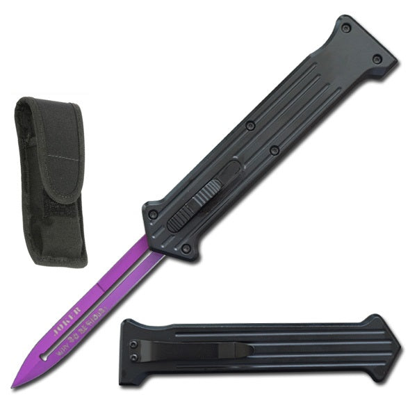 8.75" Purple Blade Double Action JOKER OTF Automatic knife - TOPHATTER'S ARMORY DEALS