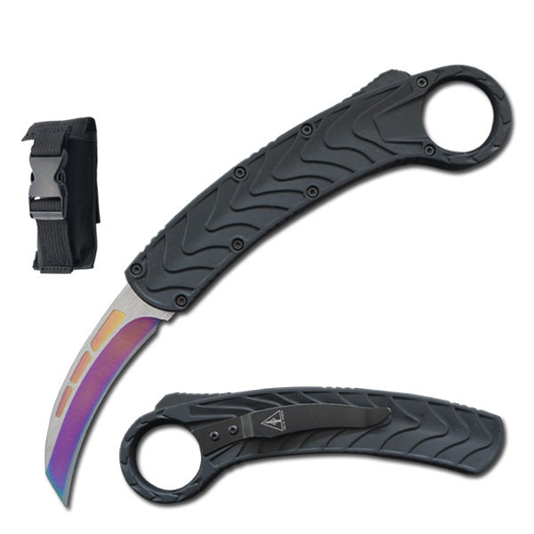 Rainbow Finish Blade Tactical Auto Karambit Dual Action OTF Knife - TOPHATTER'S ARMORY DEALS