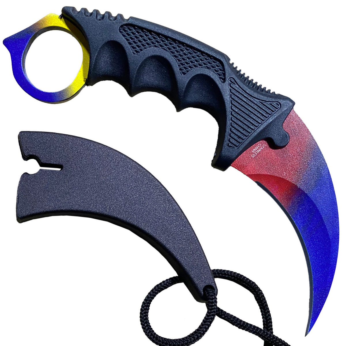 7.6" Ice & Fire Combat Tactical CSGO Karambit Neck Knife w Sheath - TOPHATTER'S ARMORY DEALS