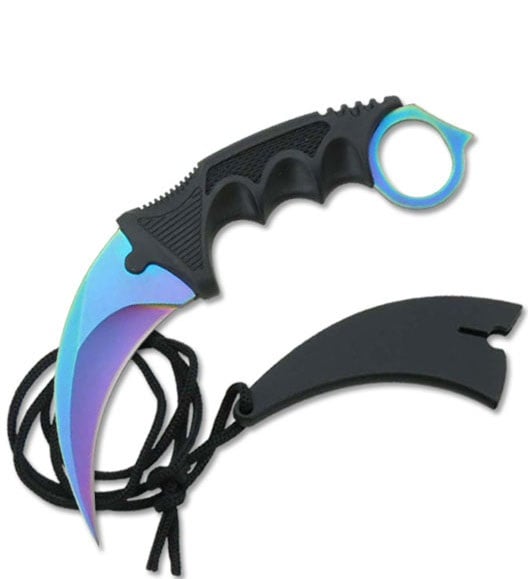 7.6" Rainbow Military Combat Tactical CSGO Karambit Neck Knife w Sheath - TOPHATTER'S ARMORY DEALS