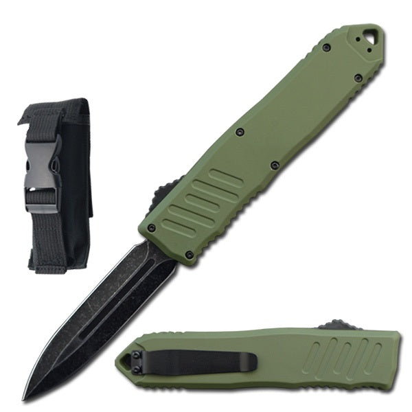 9" Army Green Havoc OTF Automatic Knife Stonewash Dagger Blade - TOPHATTER'S ARMORY DEALS