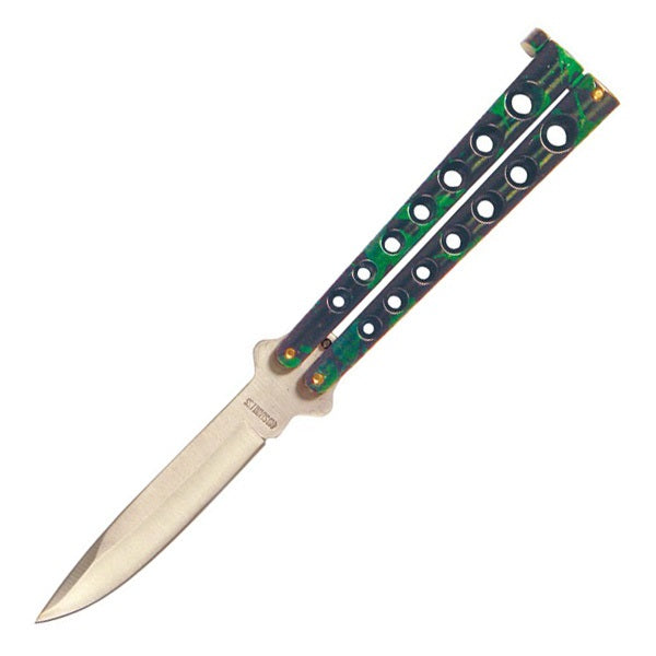 5.25" Closed Length Helix Butterfly Balisong Knife - Green - TOPHATTER'S ARMORY DEALS