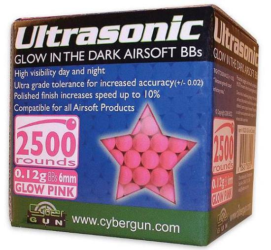 Ultrasonic Glow In The Dark Pink 6mm BBs 2500 Count