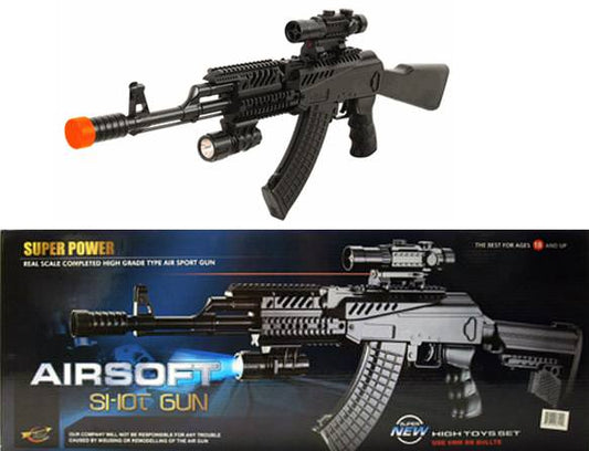 Spring Tactical AK47 Rifle Airsoft Gun With Laser AND Flash Light AIR SOFT