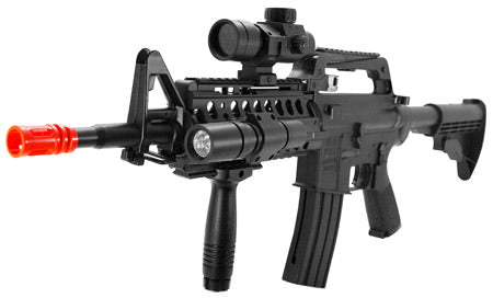 Well MR733 M16 Airsoft Gun Rifle with Red Dot & Flashlight