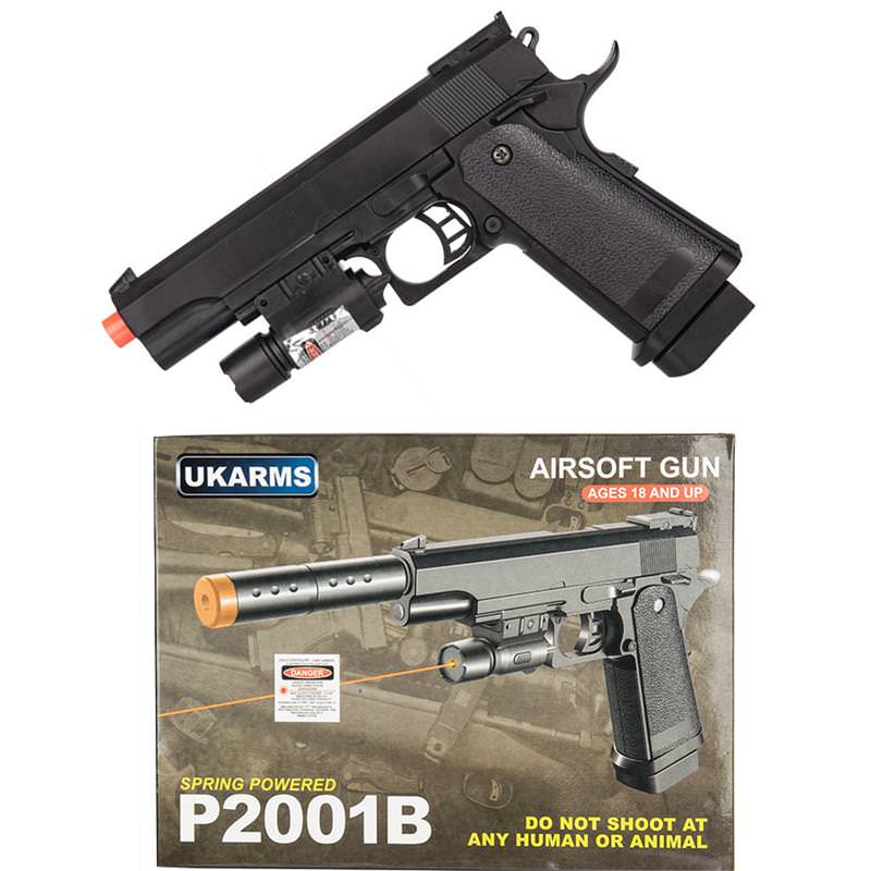 P2001B Airsoft Spring Powered Army 1911 With Laser FPS 180 - TOPHATTER'S ARMORY DEALS