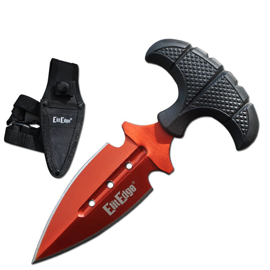 Red Military Push Dagger Dual Edge Fixed Blade Knife