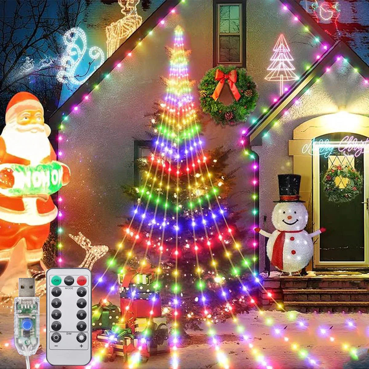 Waterfall Tree Fairy Light USB 8 Modes Curtain Light
