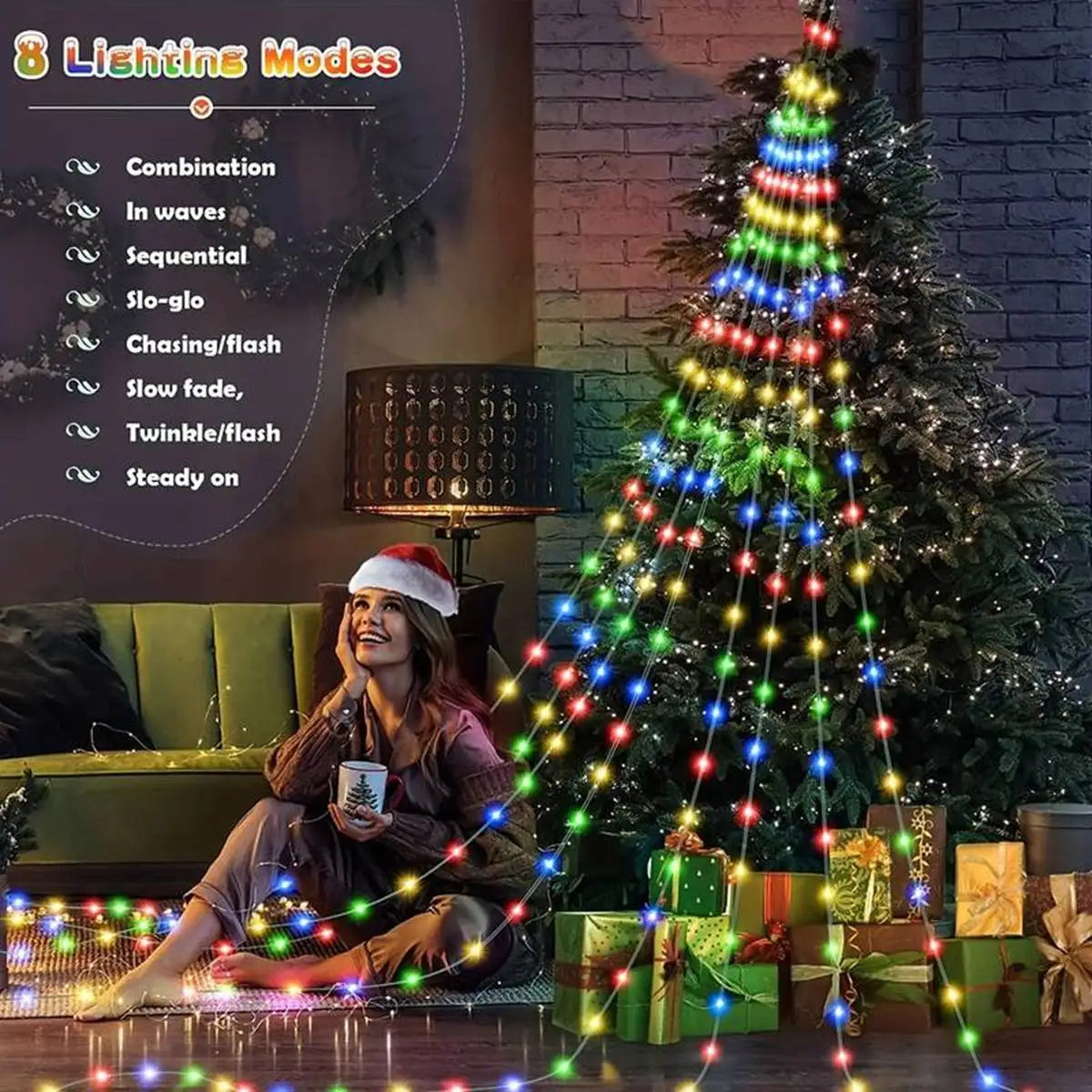 Waterfall Tree Fairy Light USB 8 Modes Curtain Light