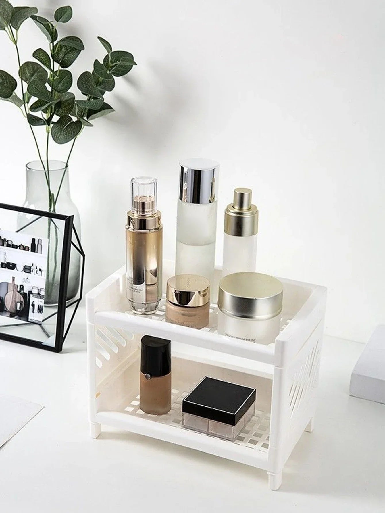 Double Layer Storage Rack for Desk Organization