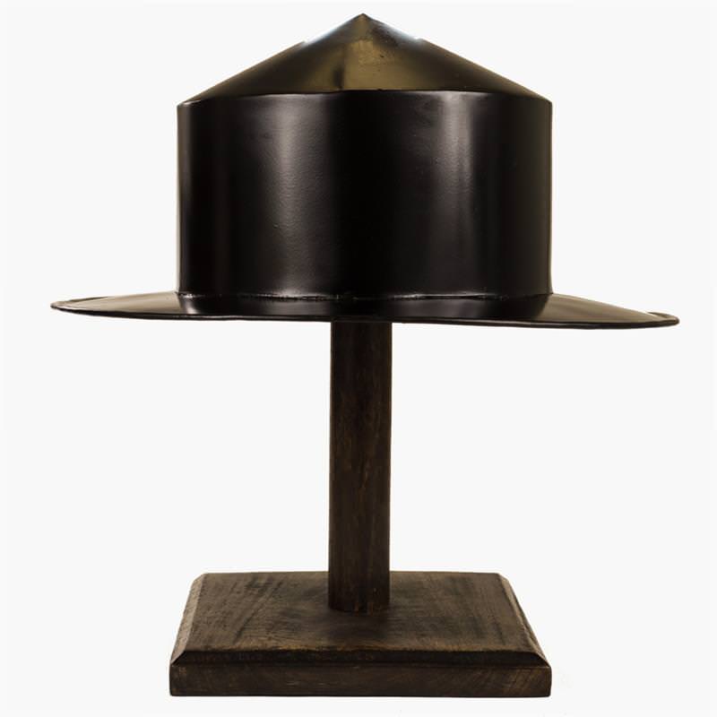 Medieval Black Kettle Hat Helmet Warrior Costume With Display Stand - TOPHATTER'S ARMORY DEALS