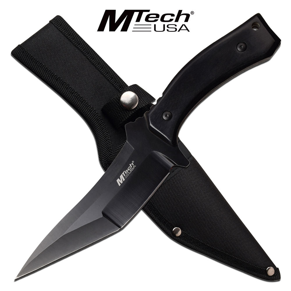 Mtech Tactical Knife Double Edge Fixed Blade Knife Black Pakkawood