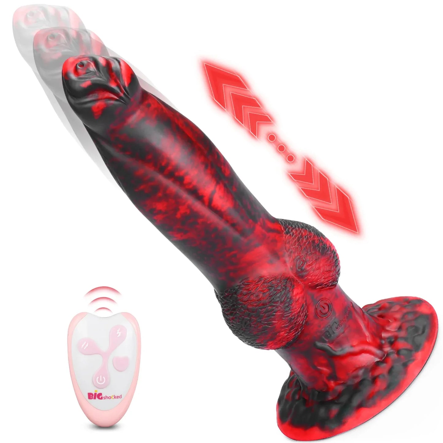 8.8 Inch Thrusting Vibrating Fantasy Knot Dildo -Black - Dildo product image for intimate wellness and personal care