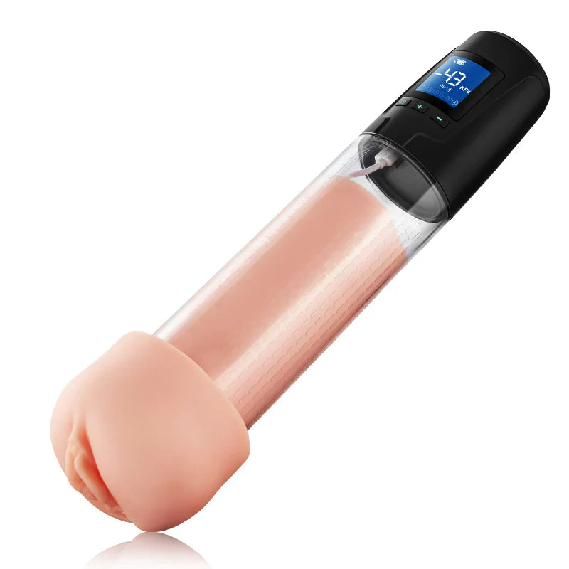 Lustytime 2 in 1 LCD Masturbator Penis Pump - Male Masturbator product image for intimate wellness and personal care