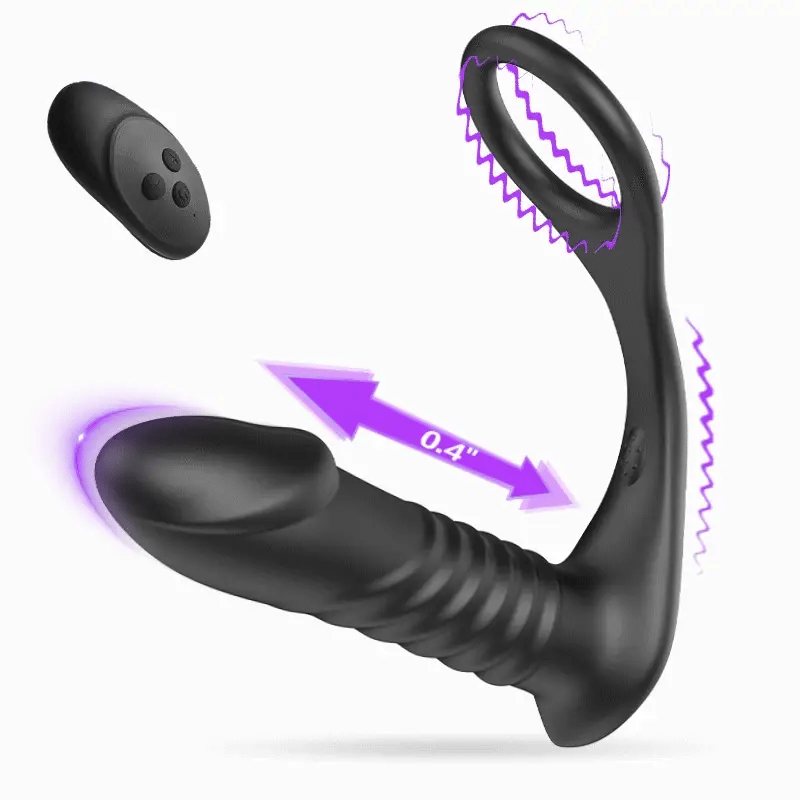 Moore - 10 Thrilling Vibration 3 Thrusting Silicone Remote Control Cock Ring Anal Vibrator - Vibrator product image for intim