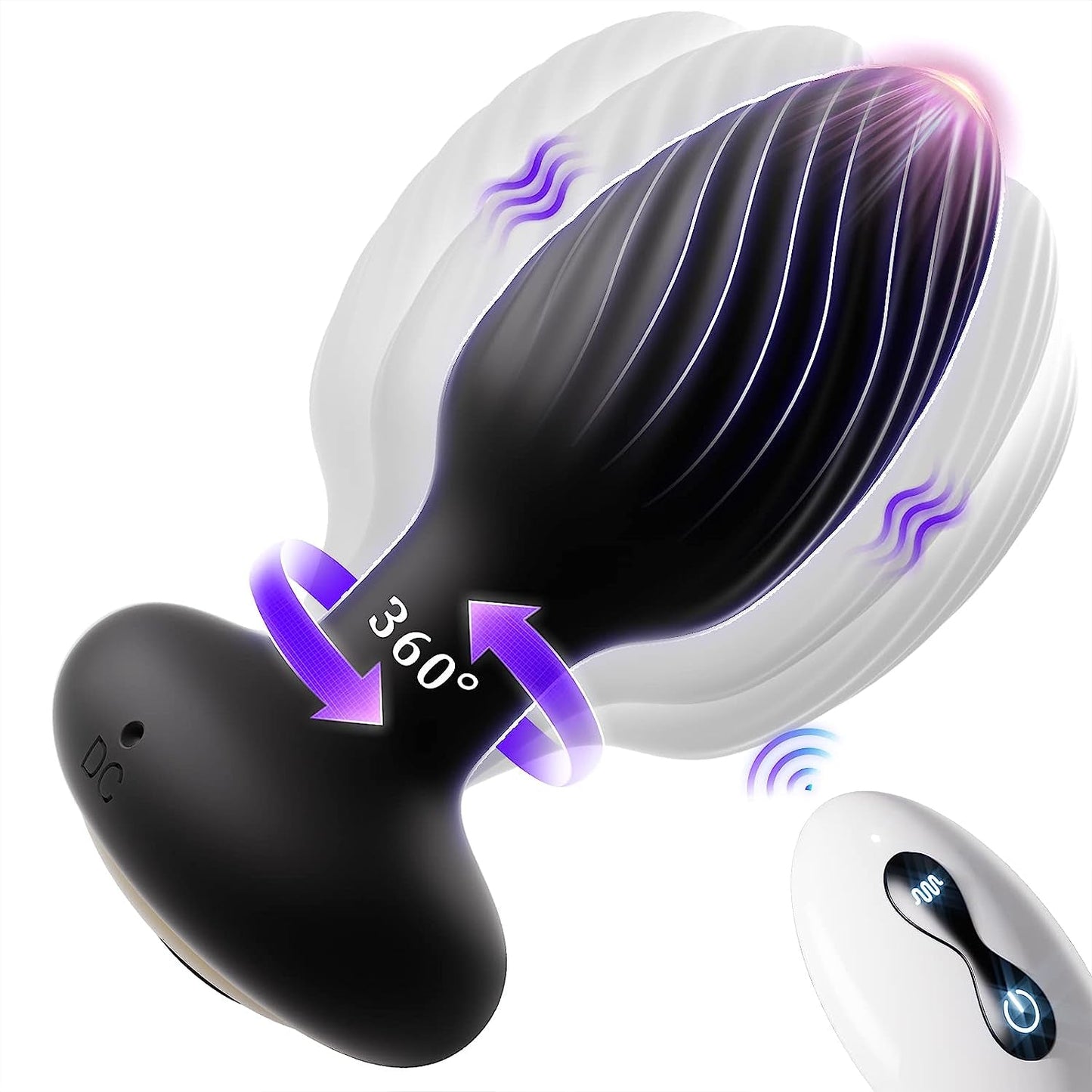360 Rotation Vibrating & 7 Speeds Remote Control Butt Plug Vibrator - Vibrator product image for intimate wellness and person