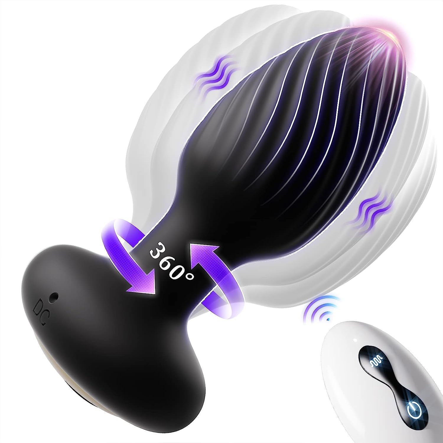 360 Rotation Vibrating & 7 Speeds Remote Control Butt Plug Vibrator - Vibrator product image for intimate wellness and person