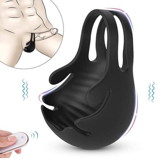 1.29-Inch 9-Speed Vibrating Penis Ring with Testicles Teaser - Adult Wellness Product product image for intimate wellness and