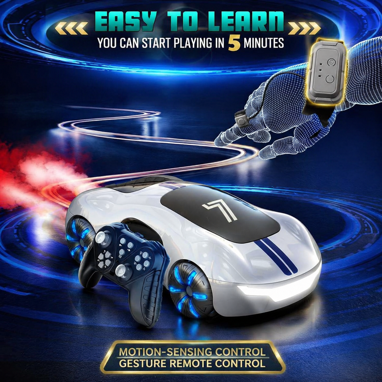 RC Drift Stunt Car with Smoke Spray and Gesture Watch Control