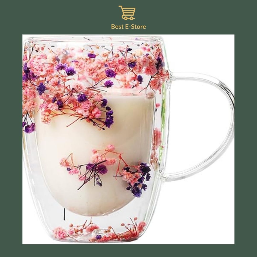 🌼Fusão Floral: Copos Vidro Parede Dupla