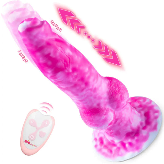 8.8 Inch Thrusting Vibrating Fantasy Knot Dildo -Pink - Dildo product image for intimate wellness and personal care