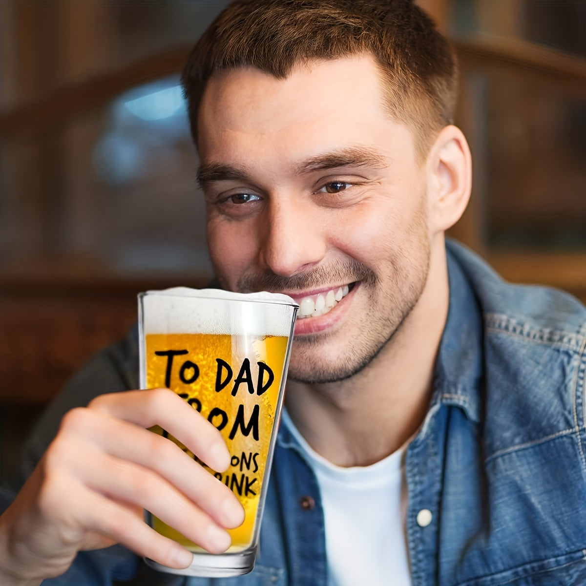 Large 500ml U-Shaped Glass Beer Cup with Letter Print