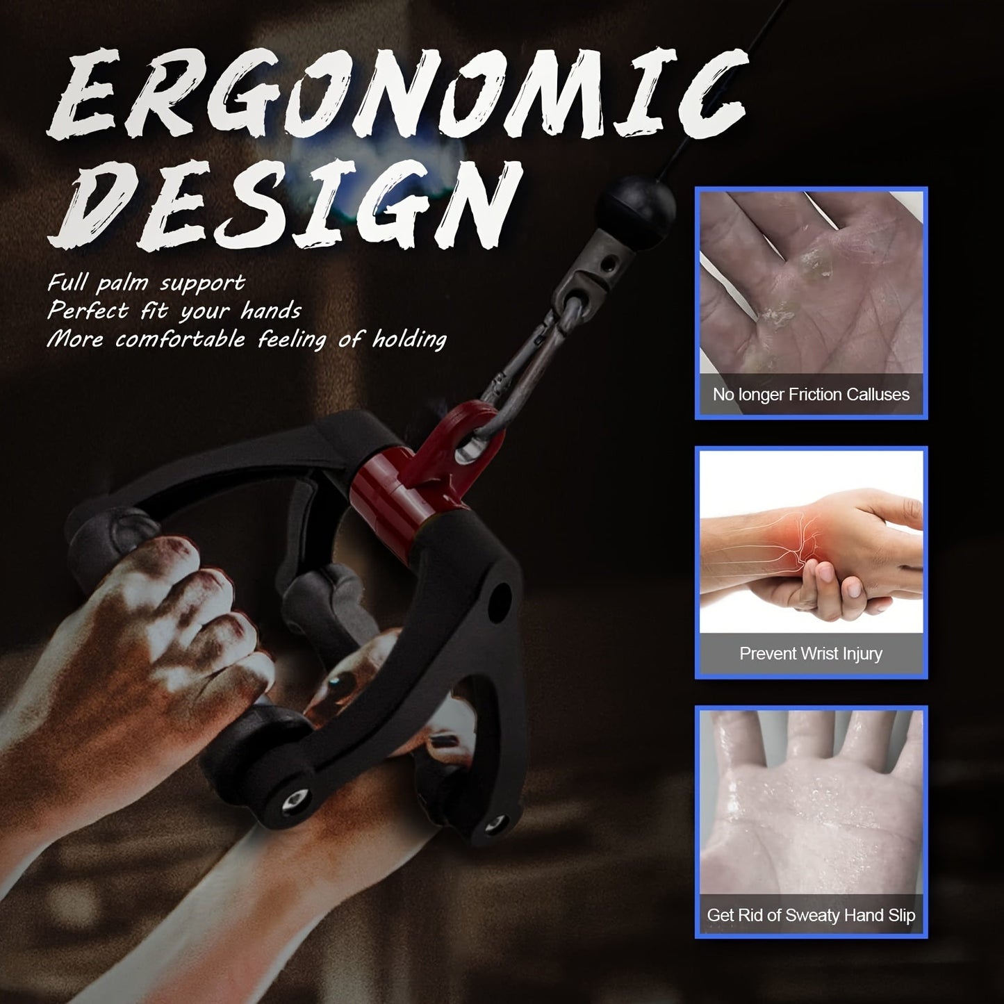 Ergonomic Triangle V-Shaped Grip Handle - Non-Slip TPE Resistance Band Attachment(Red)