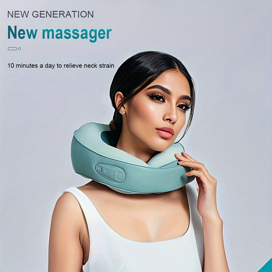 Neck Support Pillow with Heating & Electric Massage(Green)