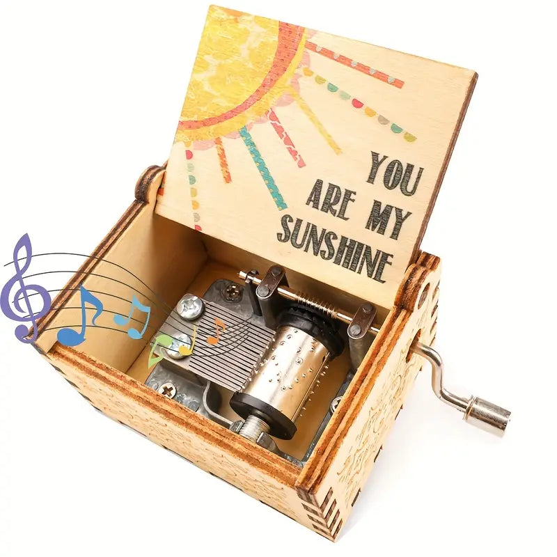 Vintage Hand-Crank Music Box - 'You Are My Sunshine' Tune
