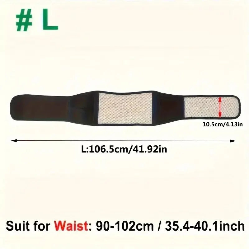 Adjustable Self-Heating Magnetic Therapy Waist & Back Support Belt Black