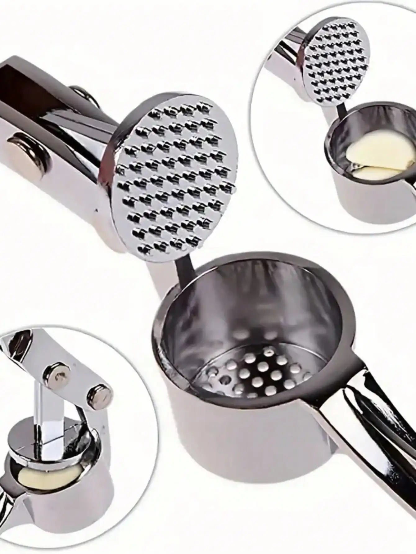 1PC Stainless Steel Garlic Press – Easy to Use & Washable