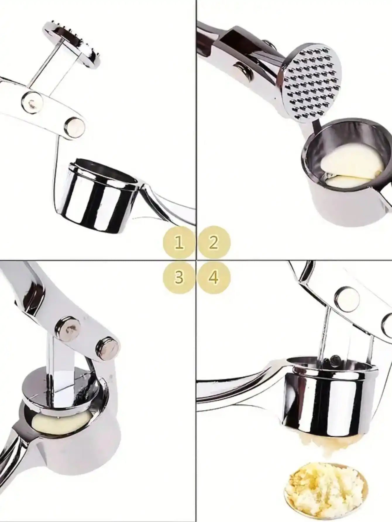 1PC Stainless Steel Garlic Press – Easy to Use & Washable