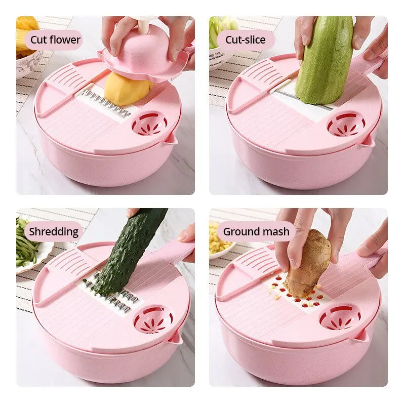 Pink Manual Vegetable Grater – Shred, Chop & Slice with Ease