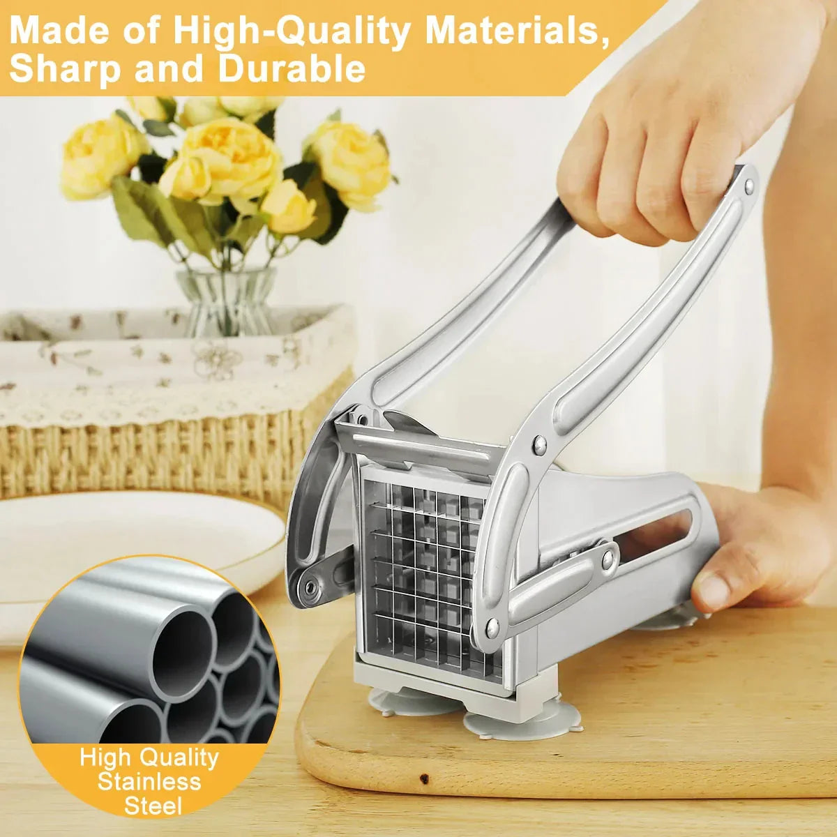 1PC Stainless Steel Manual Potato Cutter – French Fry & Veggie Slicer