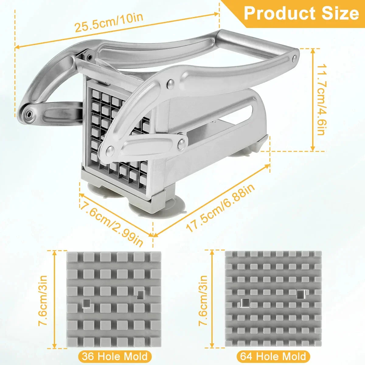 1PC Stainless Steel Manual Potato Cutter – French Fry & Veggie Slicer