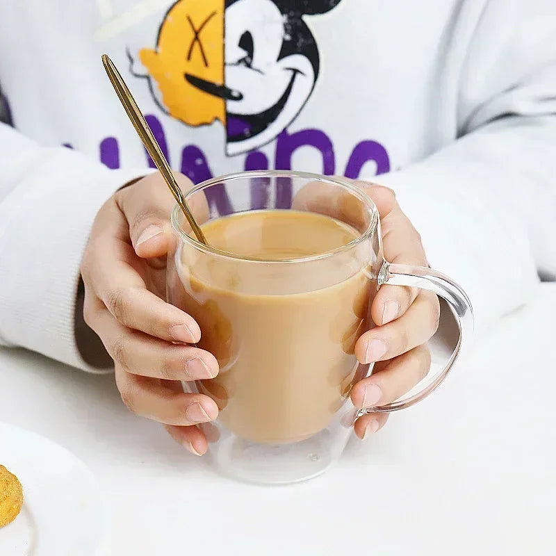 6pcs Double-Layer Transparent Glass Mug Set