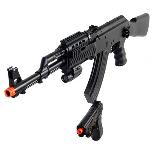 Tactical AK-47 Spring Rifle - Full Stock with Bonus Spring Pistol
