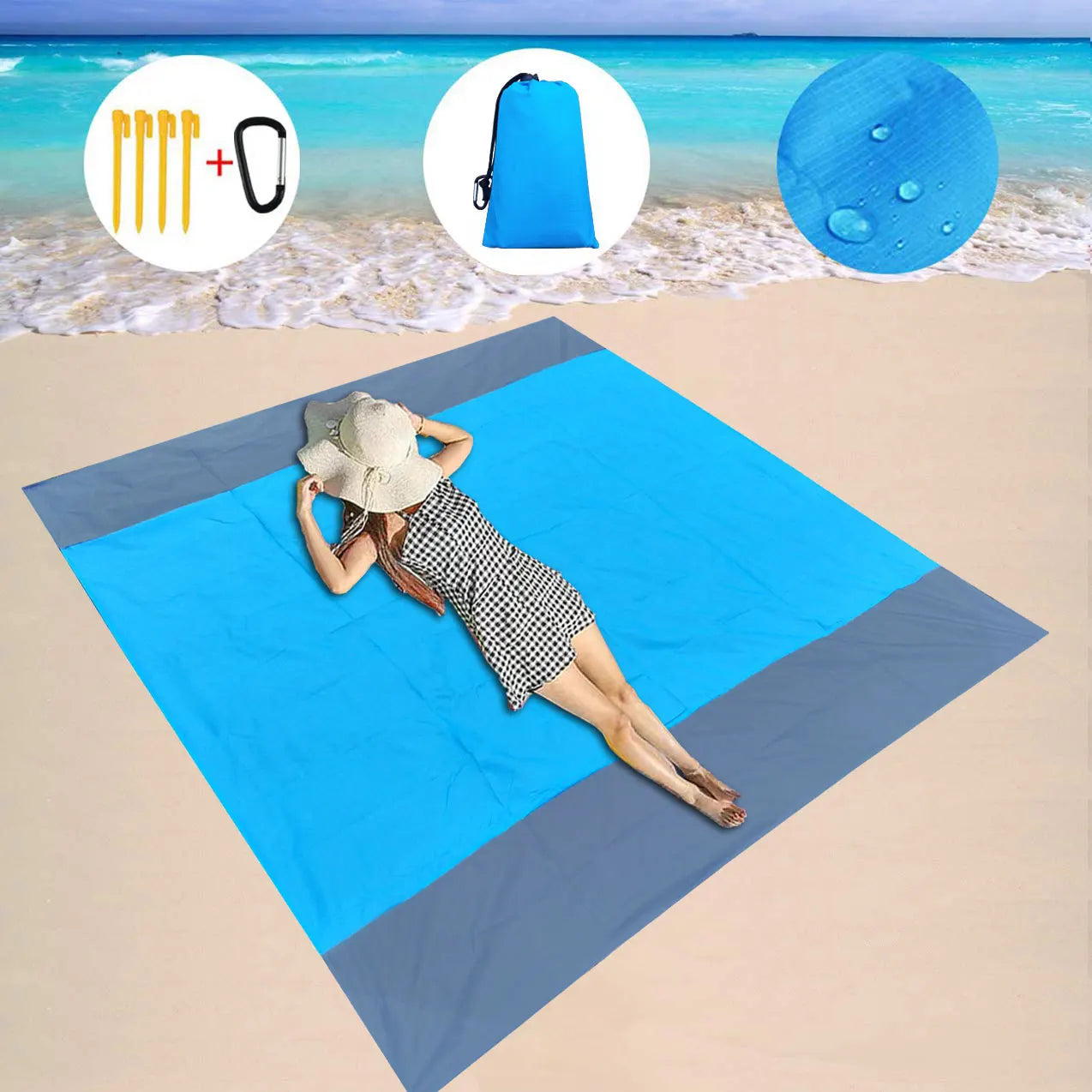 Waterproof Pocket Blanket for Outdoor Picnic (200x210cm)
