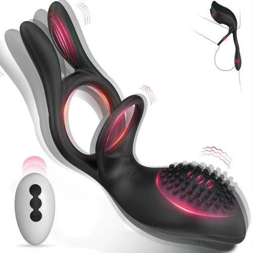 10 Vibrating Remote Control Rabbit Cock Ring - Rabbit Vibrator product image for intimate wellness and personal care