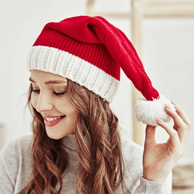 Mom & Baby Set Knitted Christmas Hat Pompom Santa Beanie