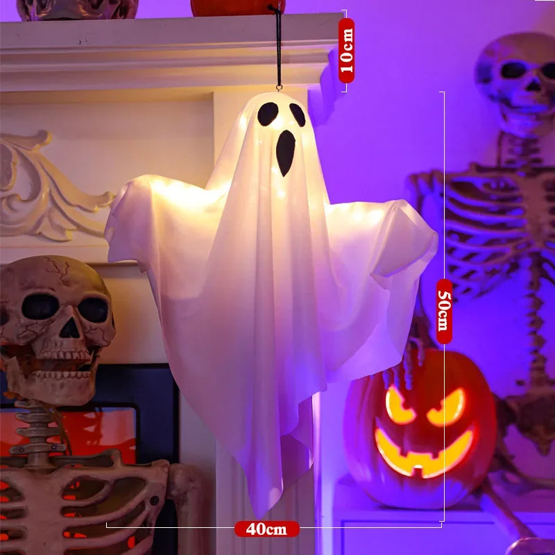 3PCS Glow Ghost Halloween Decoration – Indoor/Outdoor Hanging Horror Prop with Lights