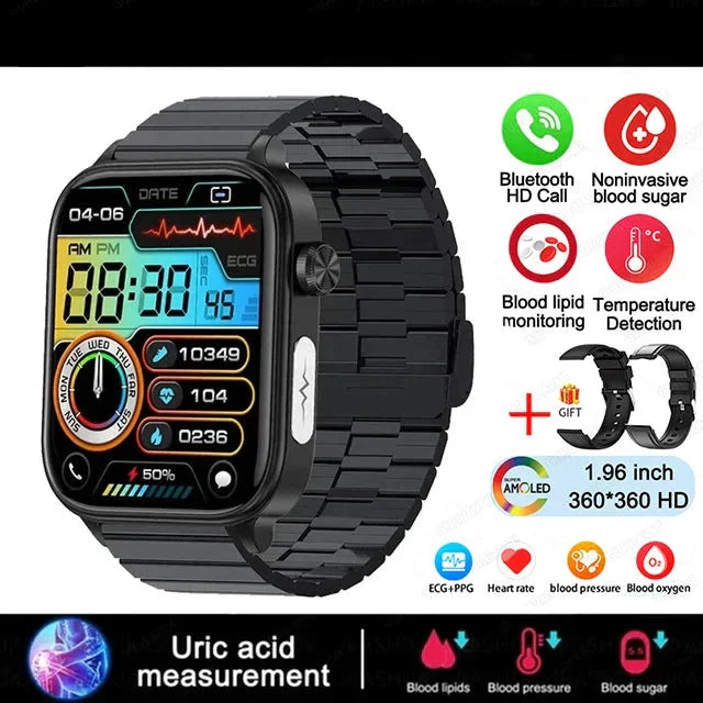 AI Medical Diagnosis Smartwatch ECG PPG Blood Glucose (Black)