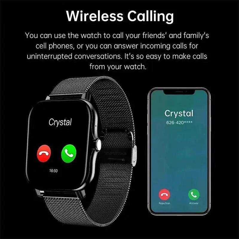 Smart Watch Android Bluetooth Call Fitness Tracker (Black)